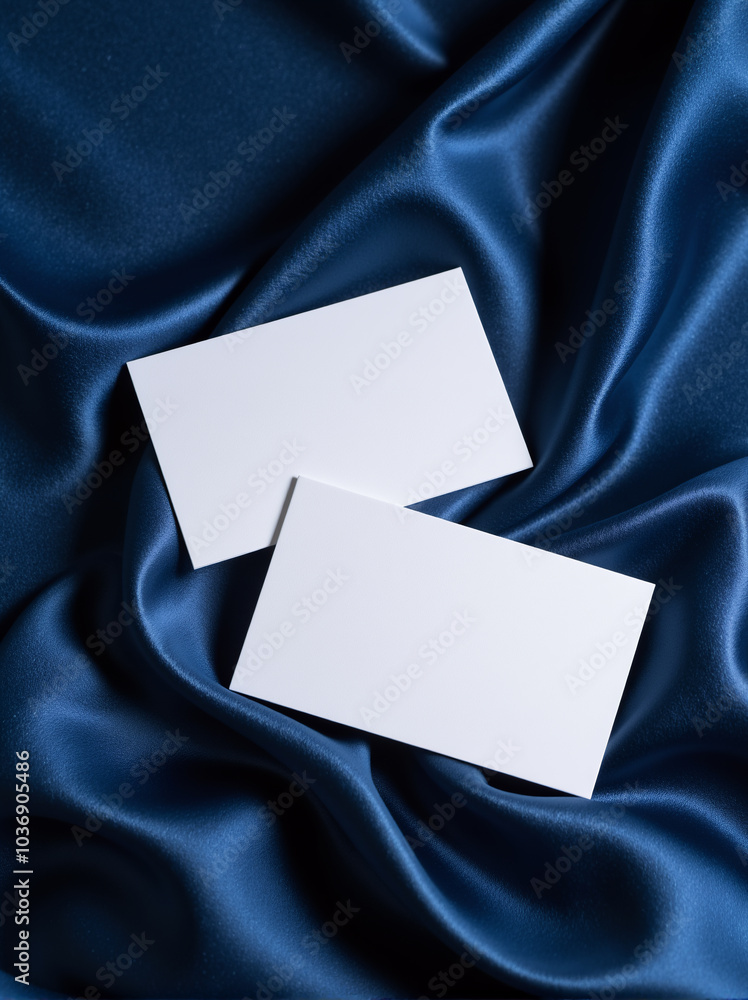 Elegant Business Card Mockup on Luxurious Silk Fabric Elegant Business Card Mockup on Luxurious Silk Fabric