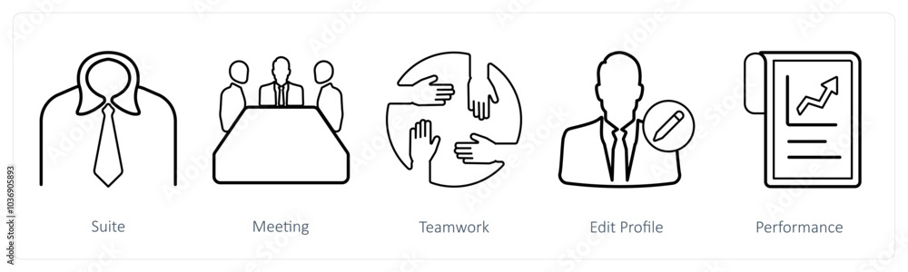 A set of 5 mix icons as suite, meeting, teamwork A set of 5 mix icons as suite, meeting, teamwork