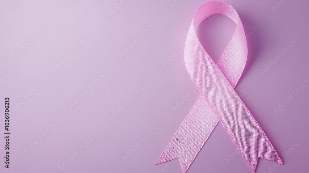 Poster for world cancer day with a pink ribbon on it, purple background Poster for world cancer day with a pink ribbon on it, purple background