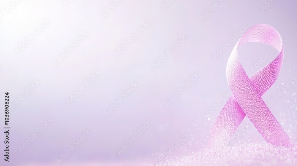 Poster for world cancer day with a pink ribbon on it, purple background Poster for world cancer day with a pink ribbon on it, purple background
