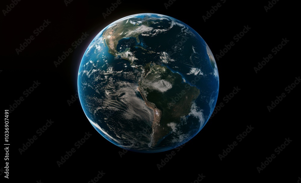 Stunning Wide Shot of Earth from Space with Blue Glow Effect. Stunning Wide Shot of Earth from Space with Blue Glow Effect.