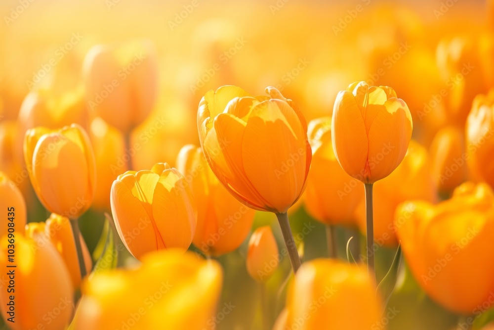 Obraz premium Golden Blossoms: The Radiance of Yellow Tulips, generative ai