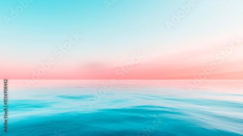 Abstract ocean waves with sunlight reflecting off the surface, creating a serene scene in pastel colors and soft tones.