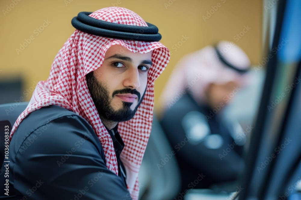 Close-up Portrait of a Man in Traditional Arab Clothing Close-up Portrait of a Man in Traditional Arab Clothing