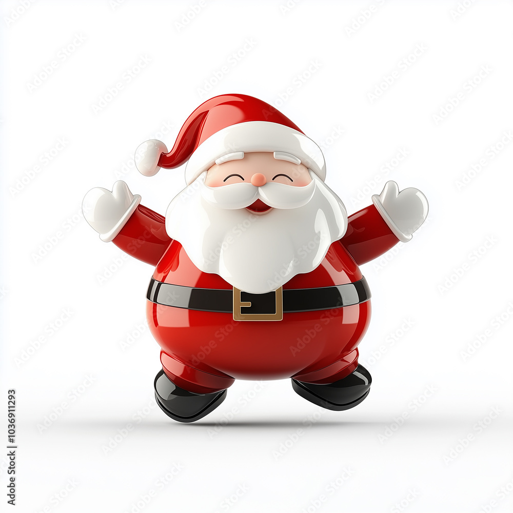 3D Christmas and New Year Decorations Featuring a Cheerful Santa Claus on a White Background 3D Christmas and New Year Decorations Featuring a Cheerful Santa Claus on a White Background