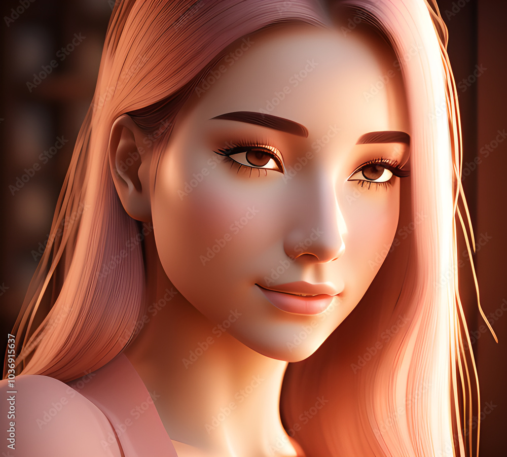 Young beautiful woman in pink shades.generative ai Young beautiful woman in pink shades.generative ai