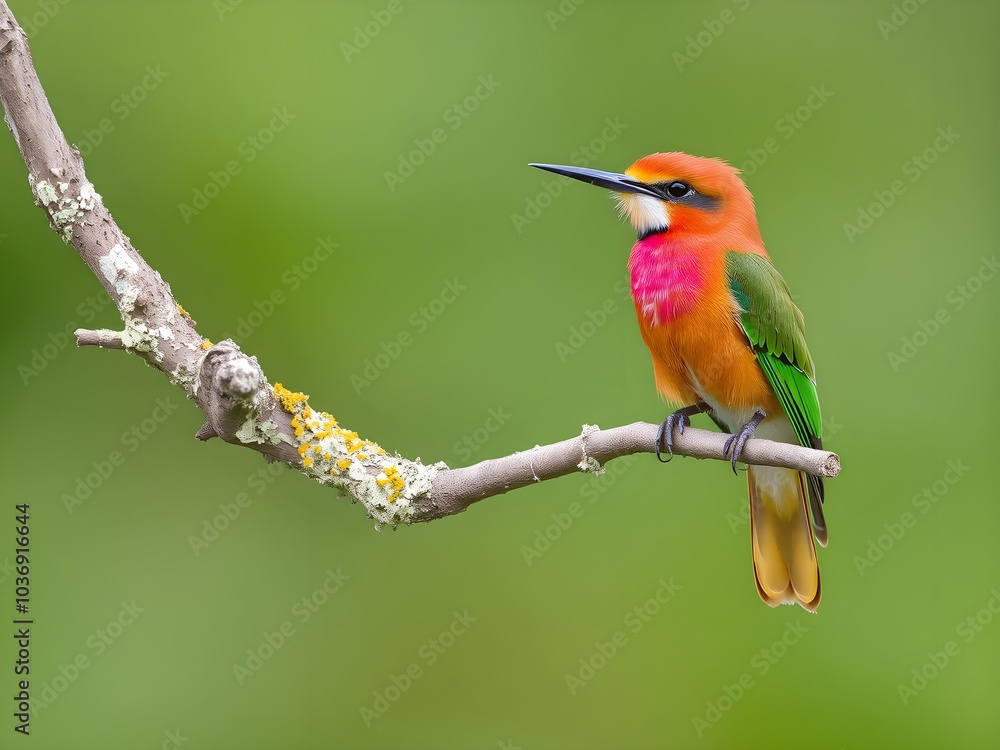custom made wallpaper toronto digitalColorful European Bee-Eater Resting on a Lichen-Covered Branch