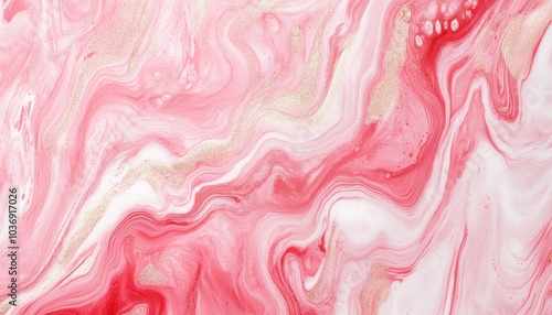 Elegant pink marble texture with floral swirls and golden accents for luxury decor