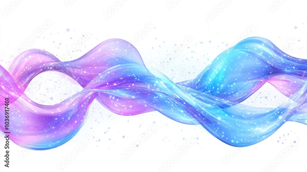 Abstract transparent liquid ribbon with blue and purple spectrum A realistic 2D cartoon illustration of a holographic floating wave showcasing an iridescent dynamic curve in the air Abstract transparent liquid ribbon with blue and purple spectrum A realistic 2D cartoon illustration of a holographic floating wave showcasing an iridescent dynamic curve in the air