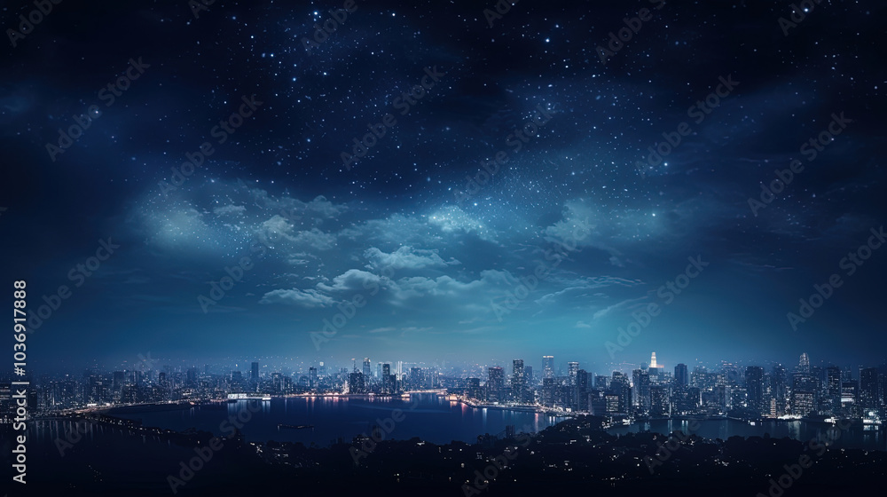 Night Sky in the Heart of a Busy City. night sky scenery at busy city. night at the busy city Night Sky in the Heart of a Busy City. night sky scenery at busy city. night at the busy city