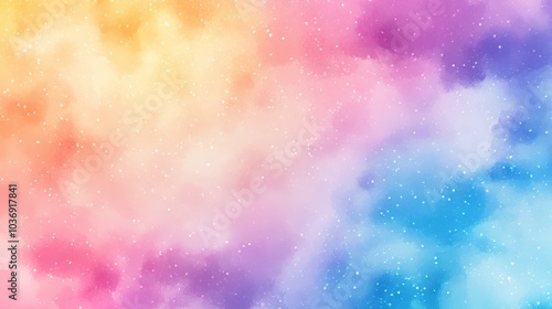 Colorful pastel watercolor background with a gradient of soft rainbow hues