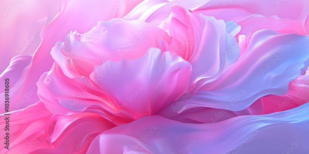 Obraz premium Close-up of pink peony flower petals against a soft pink backdrop, Close-up of pink peony flower petals on soft pink background