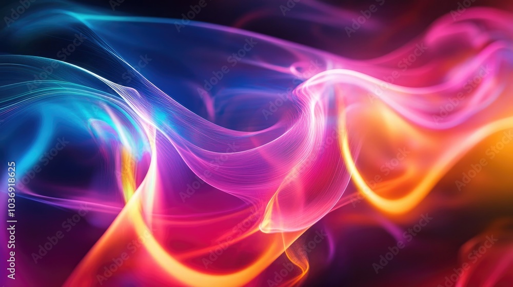 Close up of vibrant light swirls illustrating a gradient of colors in dynamic shapes Close up of vibrant light swirls illustrating a gradient of colors in dynamic shapes