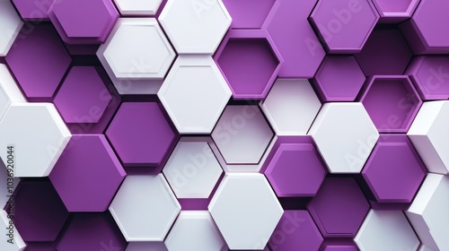 Hexagon Honeycomb Wall In White And Violet Close Up Image With Space For Text Modern Wallpaper And Decoration With Honeycomb Geometric Background