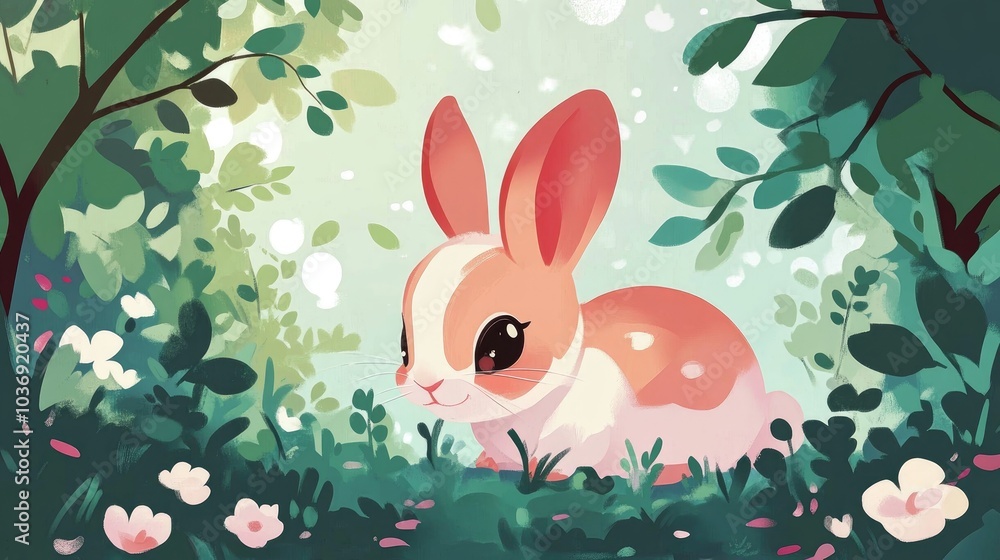 Rabbit Foraging on the Ground Rabbit Foraging on the Ground