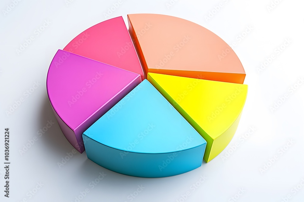 Obraz premium Colorful 3D Pie Chart with Five Sections