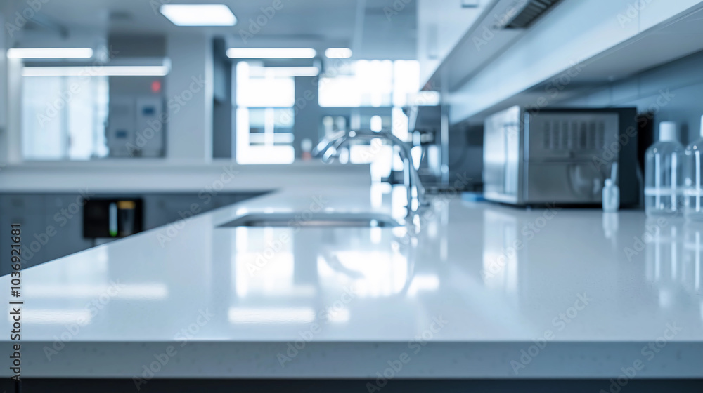 Fototapeta premium A laboratory with white countertops