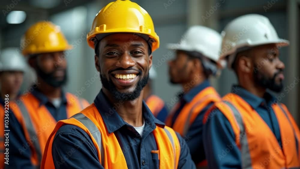 Construction Workers Hard Hats Safety Vests Teamwork Construction Workers Hard Hats Safety Vests Teamwork