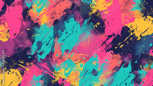 1980s-style paint splatters