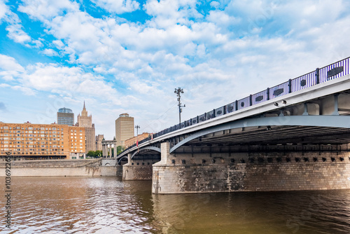 Borodinsky Bridge and Ministry of Foreign Affairs of Russia main building in Moscow. Russia photo