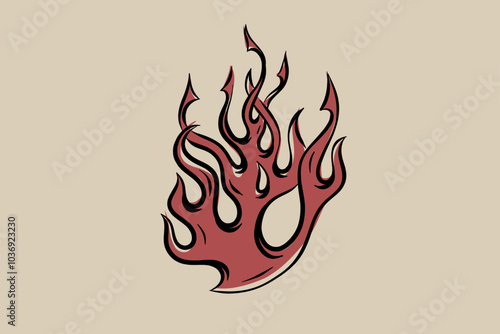 Hand-drawn flames vector image for fireplace, grill, packaging, etc. 2D clipart.