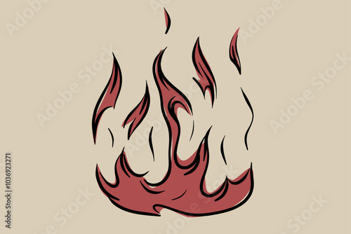 Hand-drawn flames vector image for fireplace, grill, packaging, etc. 2D clipart.