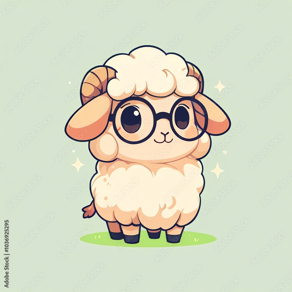 Cute Sheep Wearing Glasses Illustration Cute Sheep Wearing Glasses Illustration