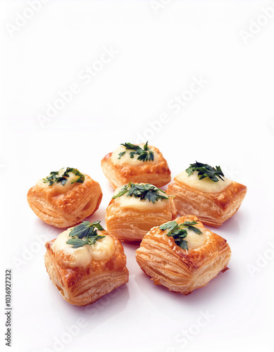 Delightful mini puff pastry bites, filled with creamy cheese and fresh herbs. Perfect party appetizers! These savory snacks are a delightful treat for any gathering.