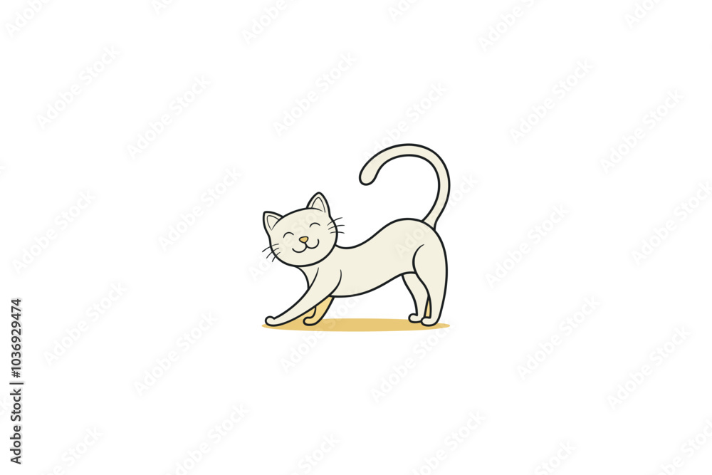 Cute Cat with White Outline on white Background | High-Quality Adorable Pet Illustration Cute Cat with White Outline on white Background | High-Quality Adorable Pet Illustration