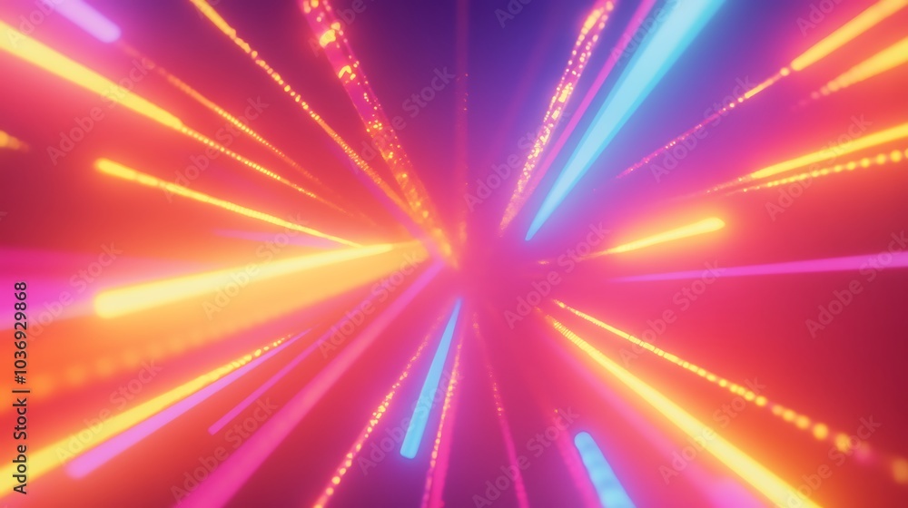 3D render of an abstract background with vibrant neon rays and glowing lines forming a radiant spectrum 3D render of an abstract background with vibrant neon rays and glowing lines forming a radiant spectrum