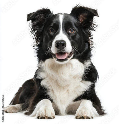 Border Collie (2 years old) , isolated on white background, , copy space for text,