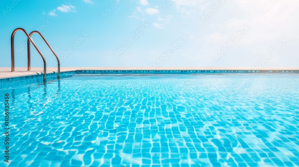 Obraz premium Bright Blue Pool Under Clear Sky