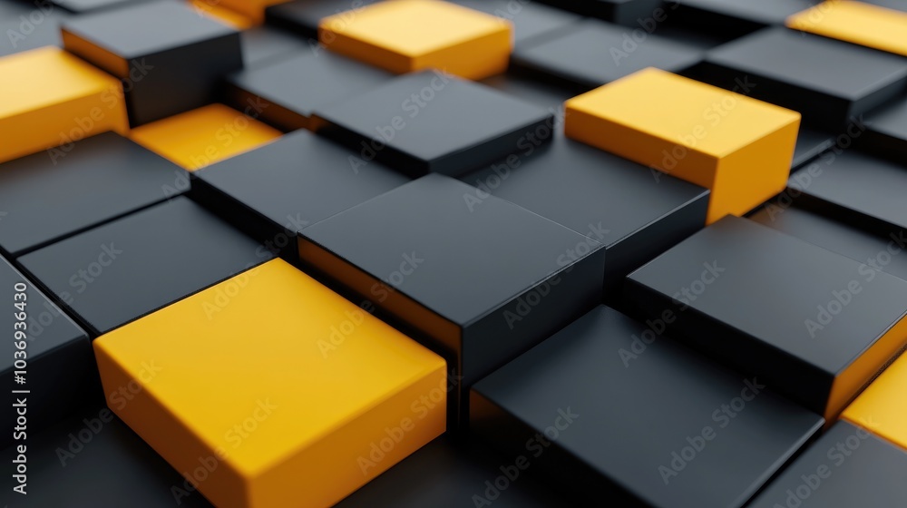 3D rendering of an abstract background with black and yellow tones 3D rendering of an abstract background with black and yellow tones