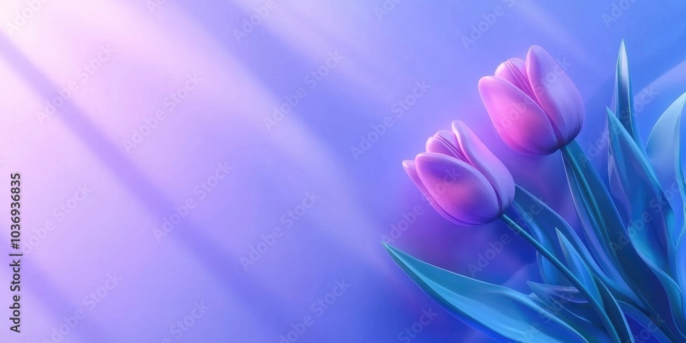 Pink tulips on a blue background, viewed from above Floral arrangement with space for text Suitable for holiday-themed designs Pink tulips on a blue background, viewed from above Floral arrangement with space for text Suitable for holiday-themed designs