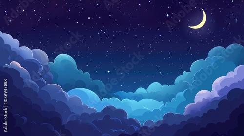 Illustration of a nighttime sky background evoking a sense of calm Conceptual design Vector graphic EPS 8