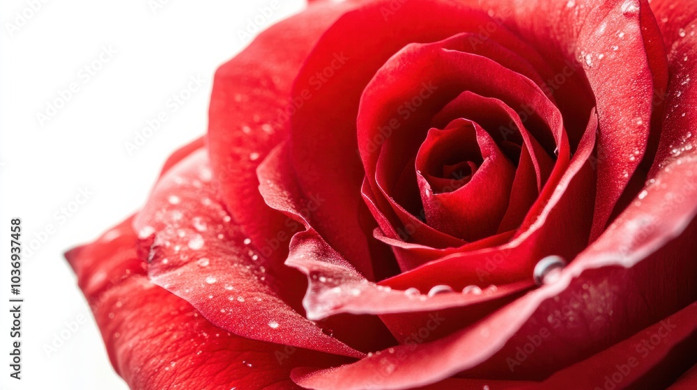 A stunning close-up of a vibrant red rose in full bloom, placed delicately on a pure white background, showing every petal's detail. A stunning close-up of a vibrant red rose in full bloom, placed delicately on a pure white background, showing every petal's detail.