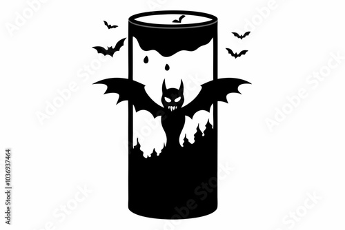 Halloween Vampire Tumbler Wrap Sticker Black Silhouette, halloween vampire, tumbler wrap, black.