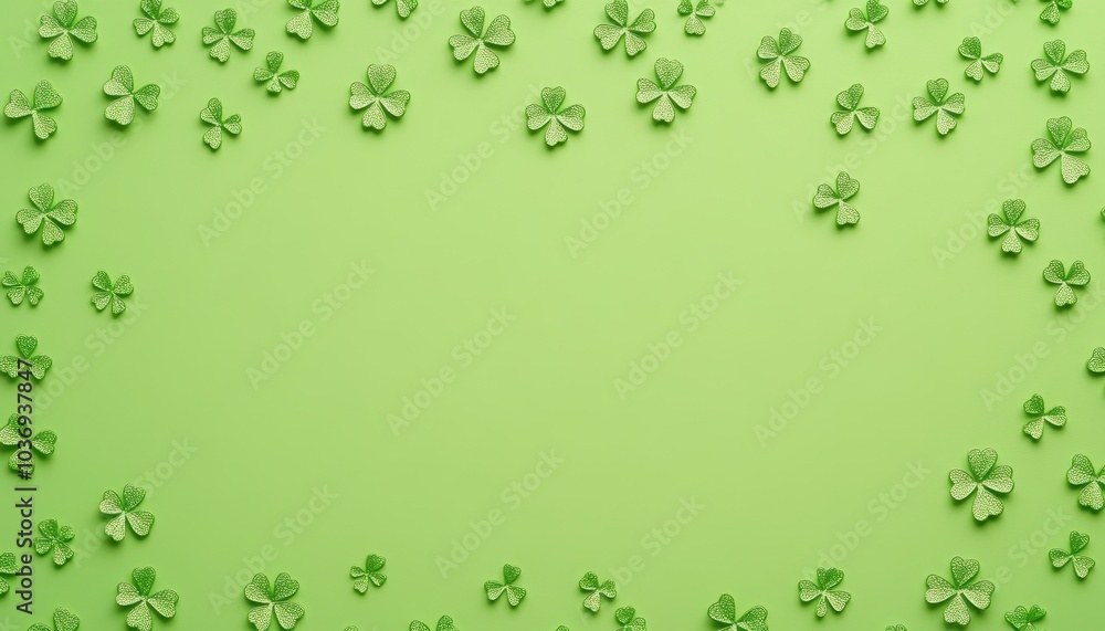 Celebrate St. Patrick's Day with vibrant shamrocks on a bright green background Celebrate St. Patrick's Day with vibrant shamrocks on a bright green background