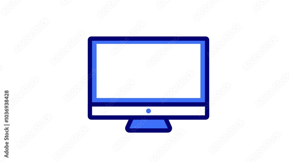 Looping animation of Monitor, PC, Laptop, Computer to displaying visual image Looping animation of Monitor, PC, Laptop, Computer to displaying visual image