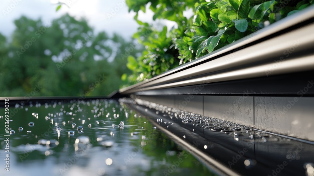 Detailed view of rain gutter sealing for enhanced waterproofing Detailed view of rain gutter sealing for enhanced waterproofing