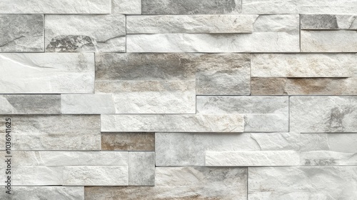 Light gray and white patterned natural stone wall texture featuring an old vintage surface providing ample space for design elements or text in architectural applications