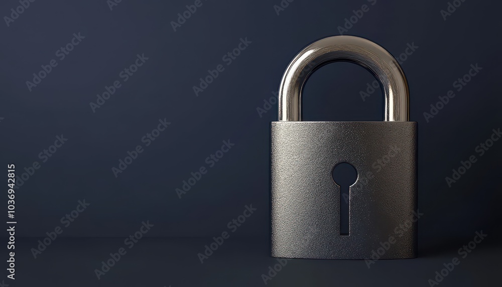 Fototapeta premium Digital padlock on dark blue backdrop symbolizes cybersecurity and privacy