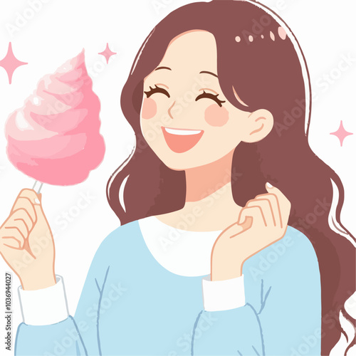 illustration of person eat cotton candy