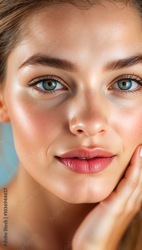 portrait of young beautiful woman with flawless skin natural makeup beauty skincare cosmetic dynamic pose concept vertical format portrait of young beautiful woman with flawless skin natural makeup beauty skincare cosmetic dynamic pose concept vertical format