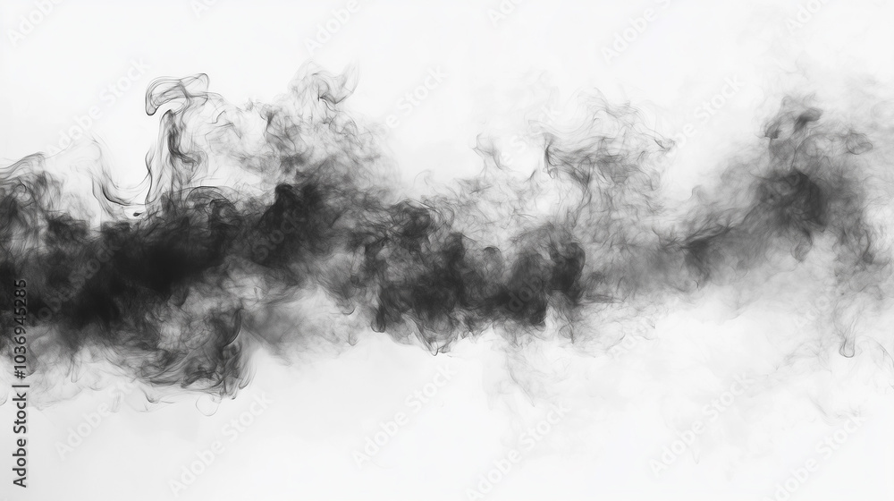 Abstract black smoke swirls on a white background Abstract black smoke swirls on a white background