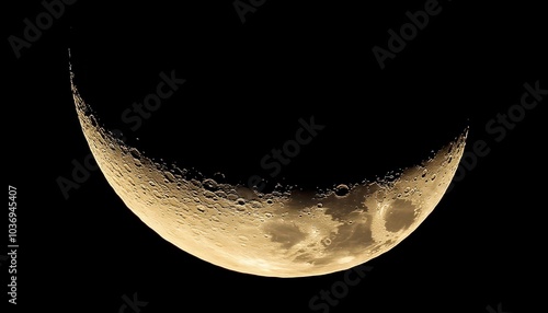 Crescent moon signaling the beginning of Ramadan in the night sky photo