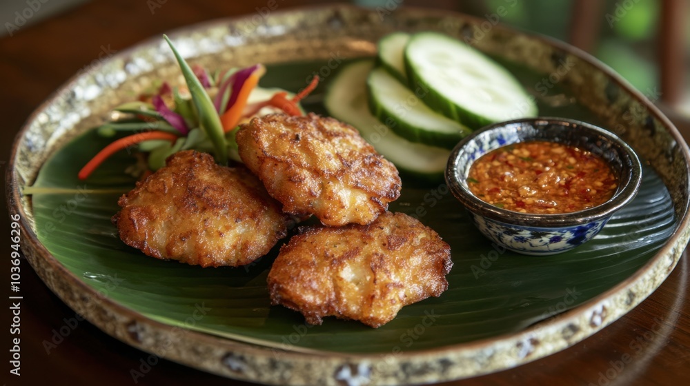 Crispy Chicken Patties with Fresh Vegetables and Sauce Crispy Chicken Patties with Fresh Vegetables and Sauce