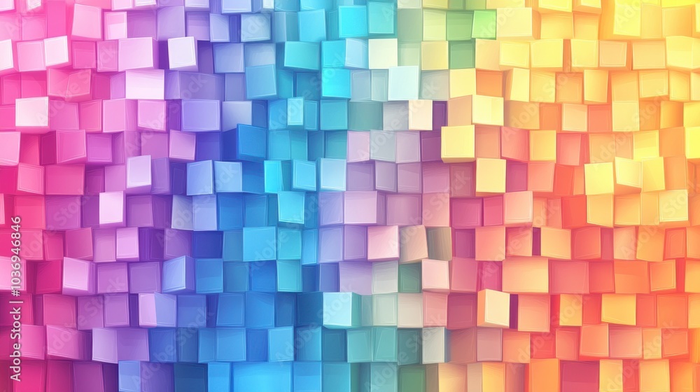 Colorful 3D Cubes in Gradient Pattern Colorful 3D Cubes in Gradient Pattern