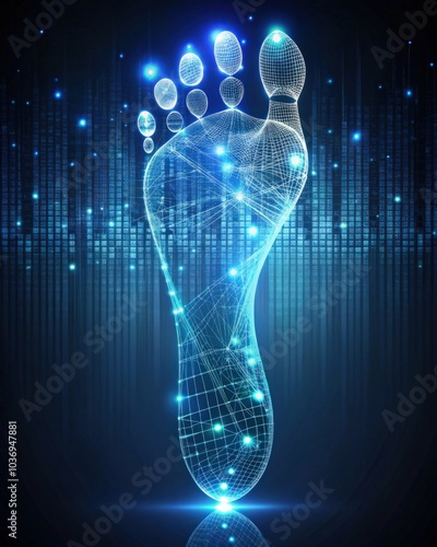 digital footprint made of circuit, blue, technology, pattern, social networking, cyber security protection