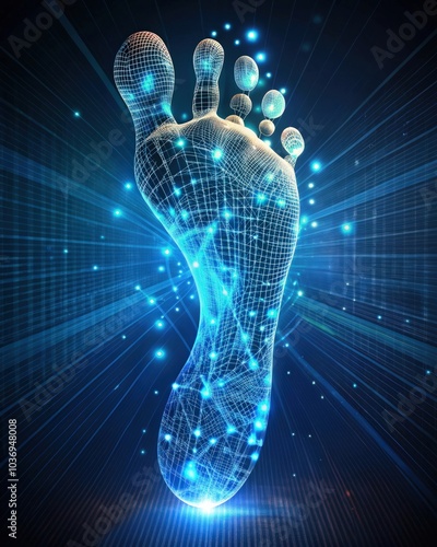 digital footprint made of web, blue, technology, pattern, social networking, cyber security protection